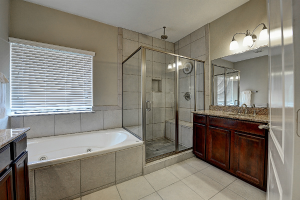 Contemporary Home in Gated Community in Texas Medical Center Master Bathroom