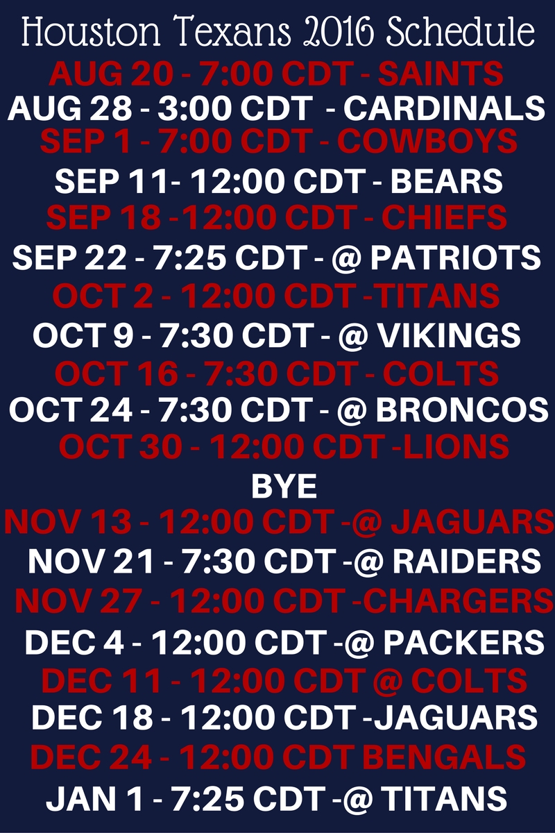 Houston Texans 2016 Schedule (1)